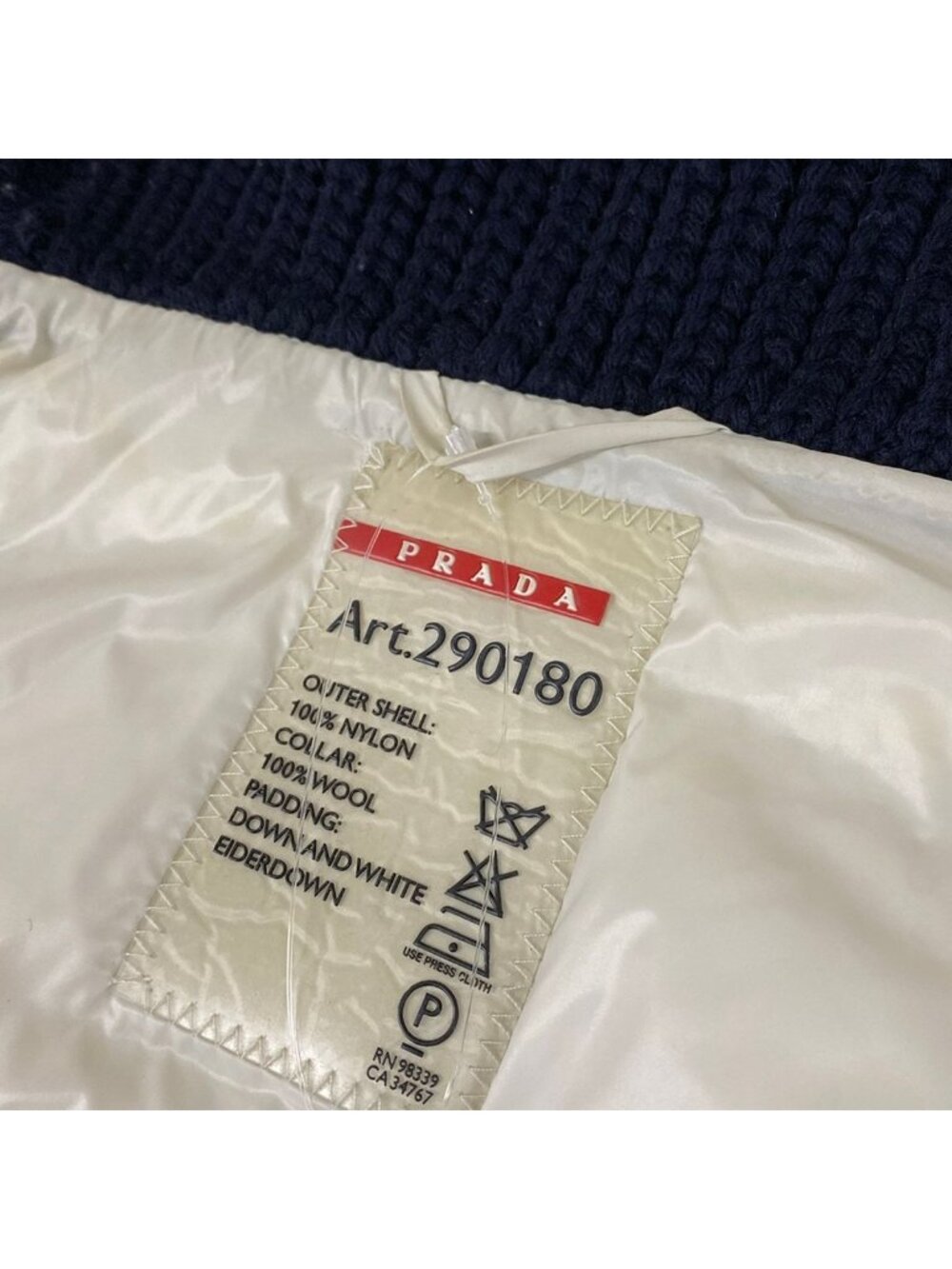 Prada Sport Down Coat M Dark Navy 40 - Picture 7 of 14